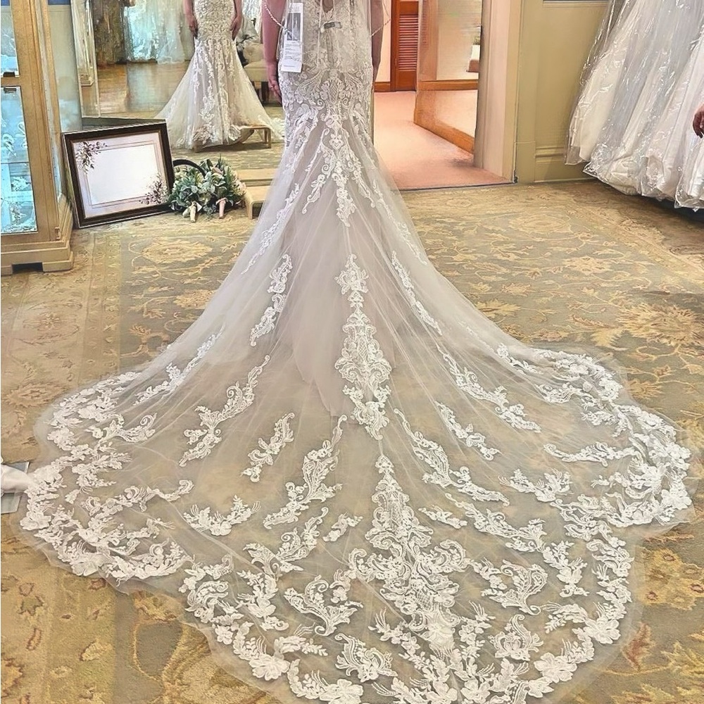 Ivory Lace Bridal Gown with Sheer Train